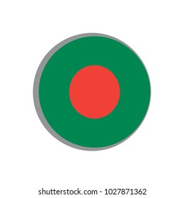 Round icon of the flag of Bangladesh on a white background. Symbol for sports, political and geographical banner and poster. Isolated Vector Illustration

