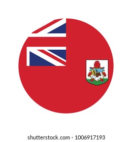 Round icon with flag of bermuda isolated on white.