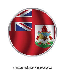 Round icon with flag of bermuda isolated on white.