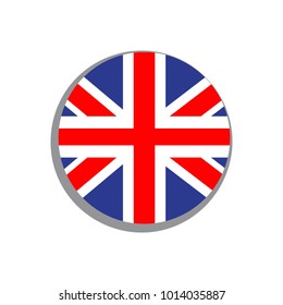 Round icon of the flag of Britain on a white background. Isolated Vector Illustration