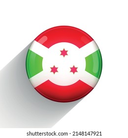 Round icon with flag of Burundi. Glass light ball, sticker, sphere. National symbol. Glossy realistic ball, 3D abstract vector illustration. Template big bubble.