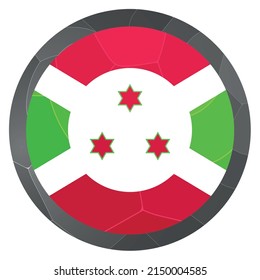 Round icon with flag of Burundi. Glass light ball, sticker, sphere. National symbol. Glossy realistic ball, 3D abstract vector illustration. Template big bubble.