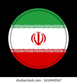 round icon, flag of iran, isolated on black background