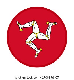 icono circular, bandera de la isla del hombre, aislado en fondo blanco