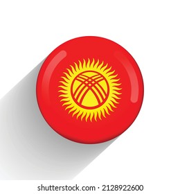 Round icon with flag of Kyrgyzstan. Glass light ball, sticker, sphere. Kyrgyz national symbol. Glossy realistic ball, 3D abstract vector illustration. Template big bubble.