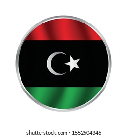 Round icon with flag of libya isolated on white, Flag of Libya, icon. 