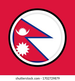 round icon, flag of nepal , isolated on red background