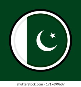 round icon, flag of pakistan, isolated on green background