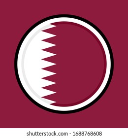 round icon, flag of qatar, isolated on violet red background