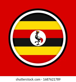 icono circular, bandera de Uganda aislada en fondo rojo