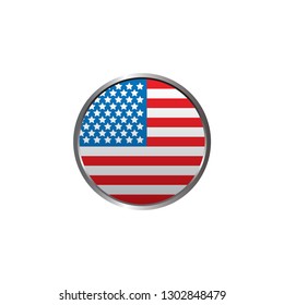 Round Icon Flag United States America