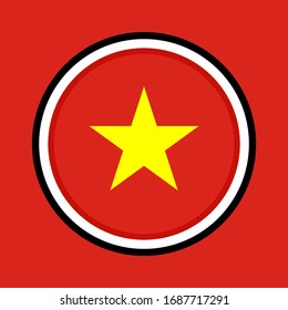 round icon, flag of vietnam, isolated on red background