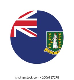 Icono redondo con bandera de islas vírgenes Británicas aisladas en blanco.