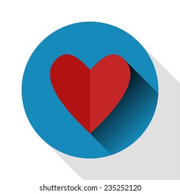 Round icon in flat style with image of hearth 