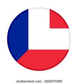 round icon with france and austria flags, isolated on white background