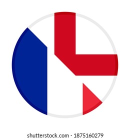 round icon with france and england flags isolated on white background