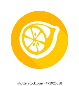 Round Icon of Fresh Lemon isolated on white background, Vector Illustration