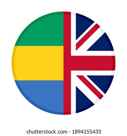 round icon with gabon and united kingdom flags isolated on white background
