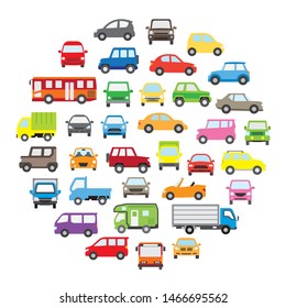 round icon gallery of various car - pop color -