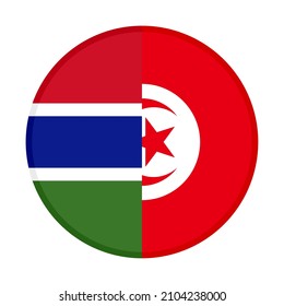 round icon with gambia and tunisia flags. vector illustration isolated on white background
