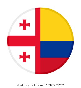 round icon with georgia and colombia flags isolated on white background

