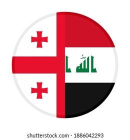 round icon with georgia and iraq flags isolated on white background
