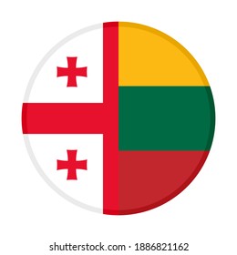 round icon with georgia and lithuania flags, isolated on white background
