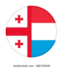 round icon with georgia and luxembourg flags isolated on white background
