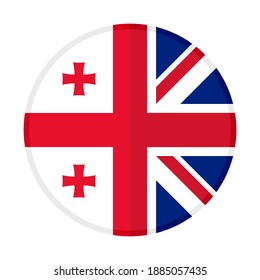 round icon with georgia and united kingdom flags, isolated on white background