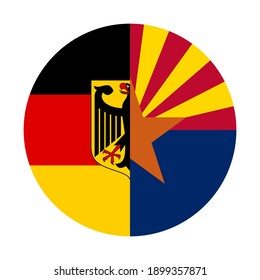 round icon with germany and arizona flags isolated on white background
