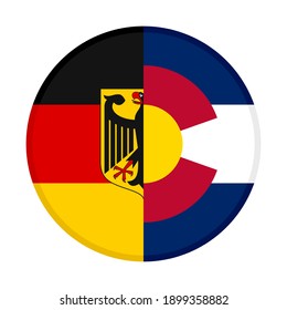 round icon with germany and colorado flags isolated on white background
