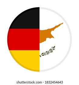 round icon with germany and cyprus flags, isolated on white background