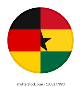 round icon with germany and ghana flags, isolated on white background