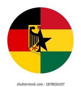 round icon with germany and ghana flags, isolated on white background