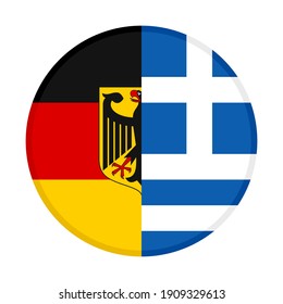 icono circular con banderas alemanas y griegas aisladas en fondo blanco
