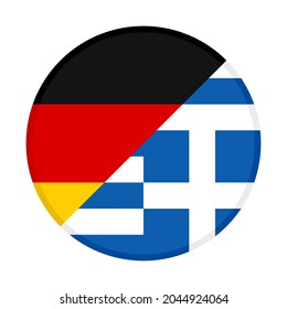 round icon with germany and greece flags isolated on white background
