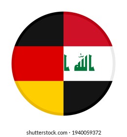 round icon with germany and iraq flags isolated on white background
