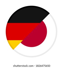 round icon with germany and japan flags, isolated on white background