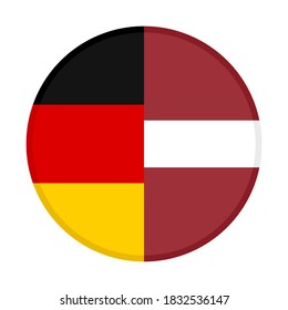 rundes Symbol mit Flaggen von Deutschland und Lettland einzeln auf weißem Hintergrund