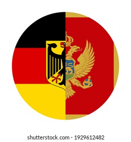 Rundsymbol mit Flaggen aus Deutschland und Montenegro einzeln auf weißem Hintergrund
