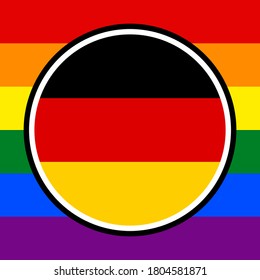 round icon. germany and rainbow flags