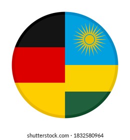 rundes Symbol mit deutschen und ruandischen Flaggen einzeln auf weißem Hintergrund