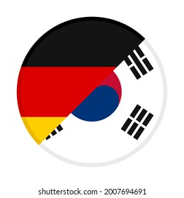 round icon with germany and south korea flags isolated on white background
