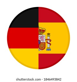 round icon with germany and spain flags, isolated on white background