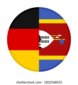 round icon with germany and swaziland flags, isolated on white background