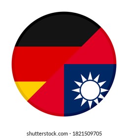 round icon with germany and taiwan flags, isolated on white background