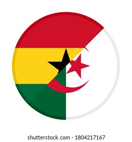 icono circular con banderas ghana y argelia, aislado en fondo blanco
