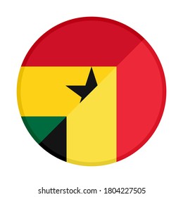 round icon with ghana and belgium flags, isolated on white background