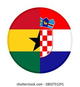 round icon with ghana and croatia flags, isolated on white background