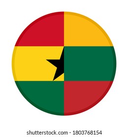 round icon with ghana and lithuania flags, isolated on white background